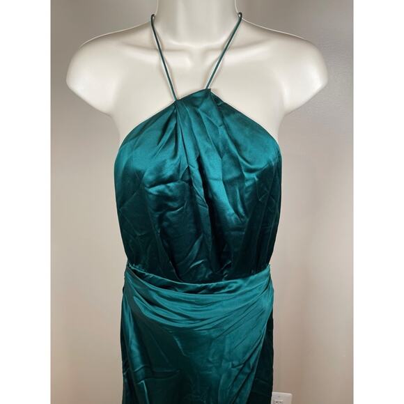 The Sei Silk Forest Green Asymmetric Halter Maxi Dress Size 0 - Picture 4 of 8